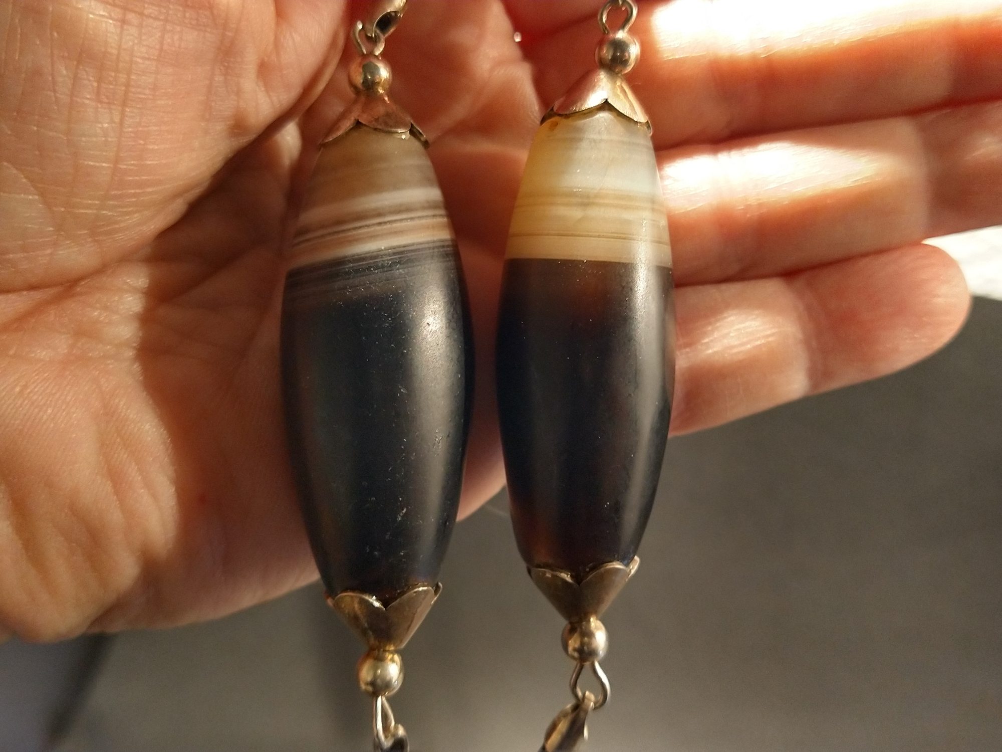 Elegant antique Suleiman agate necklace handmade with sterling silver – view 2
