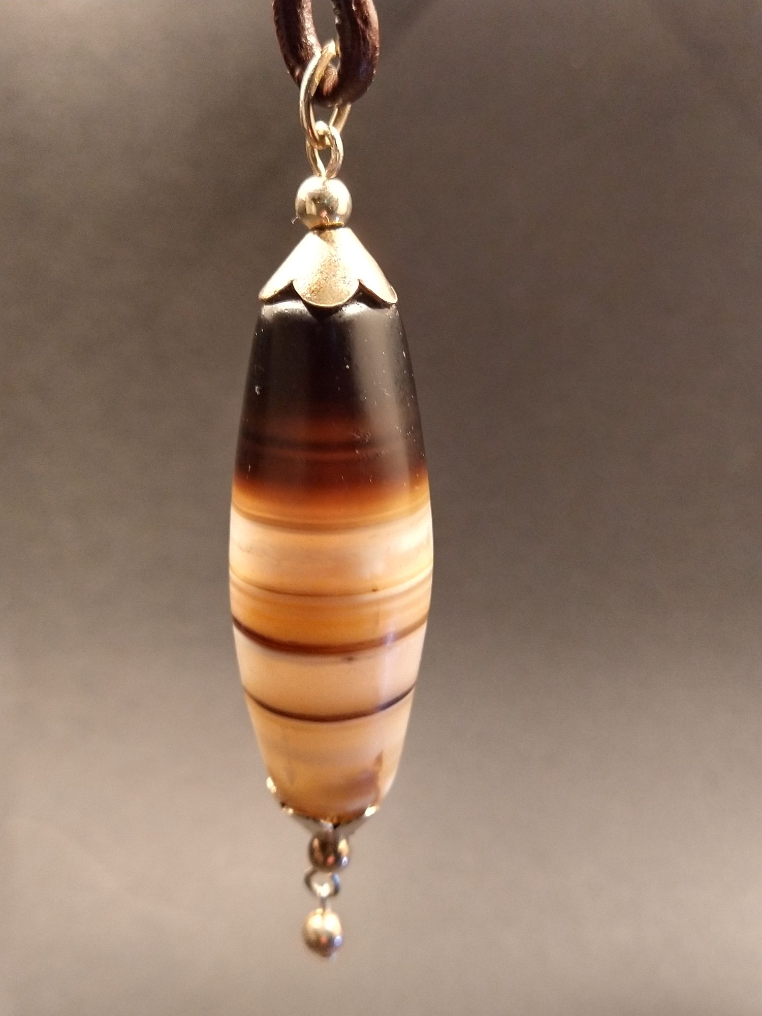 Elegant antique Suleiman agate necklace handmade with sterling silver – view 6