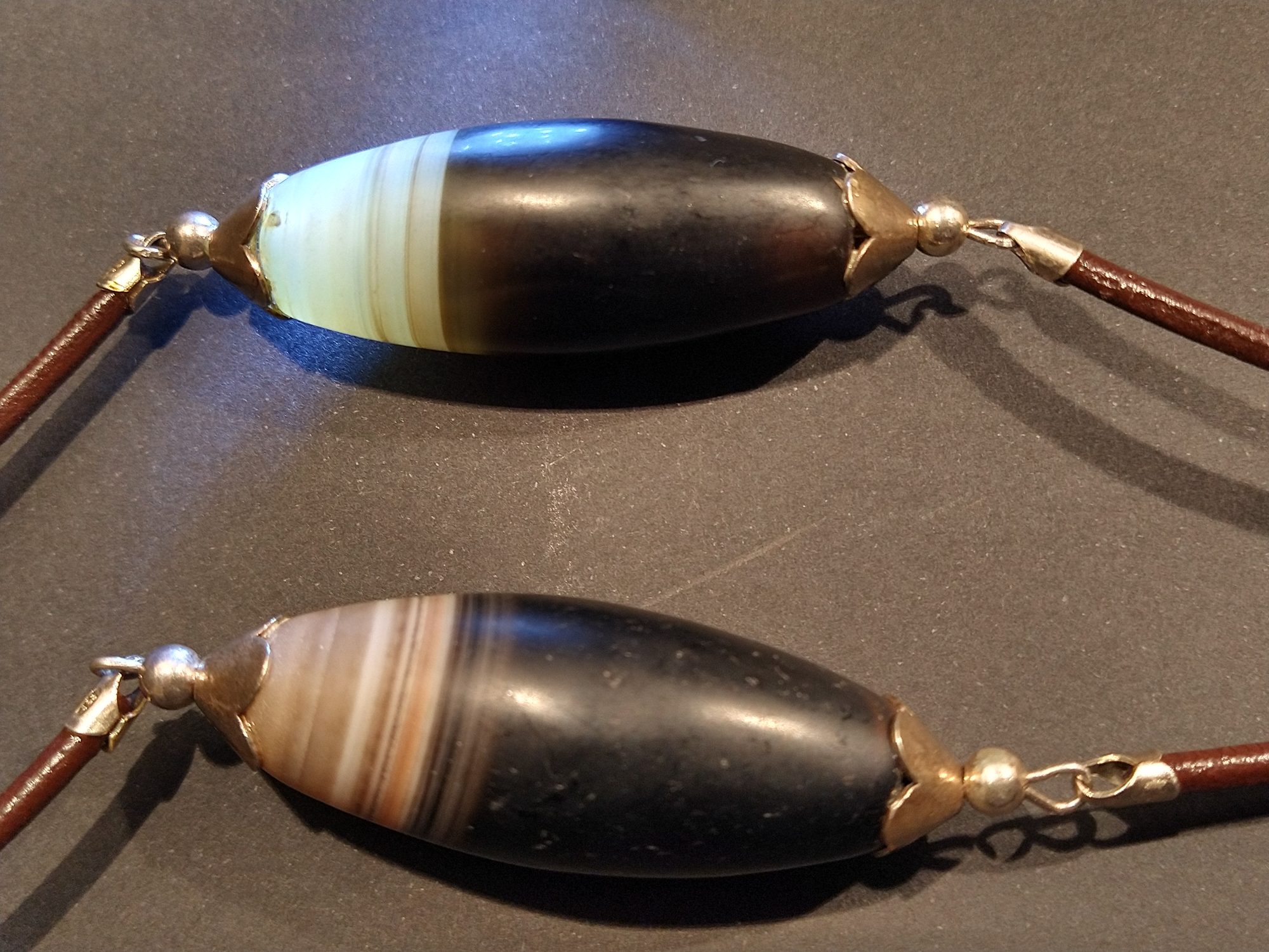Elegant antique Suleiman agate necklace handmade with sterling silver – view 8