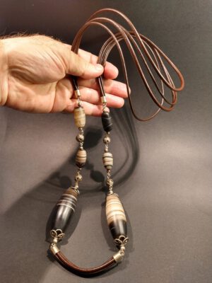 Antique banded agate necklace – 1 Antique banded agate necklace handmade with sterling silver – view 1
