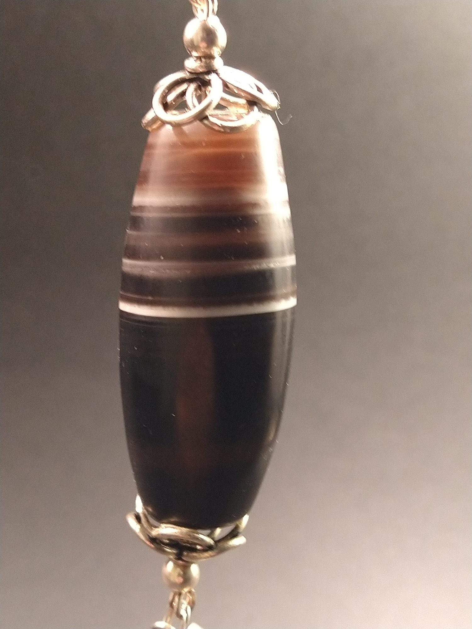 Antique banded agate necklace handmade with sterling silver – view 6