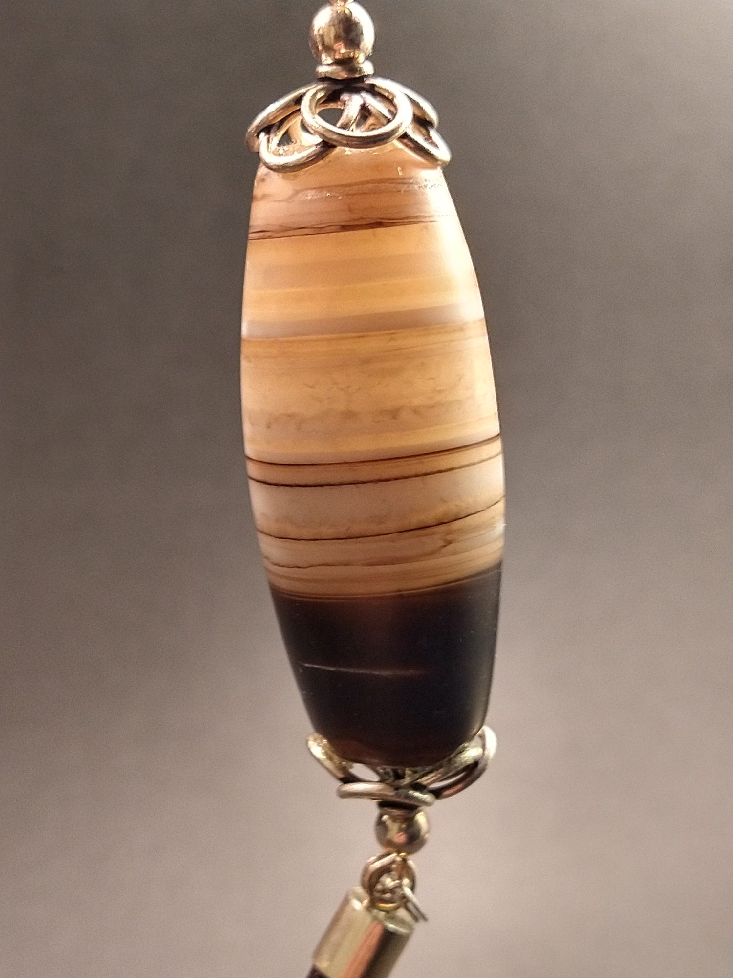 Antique banded agate necklace handmade with sterling silver – view 7