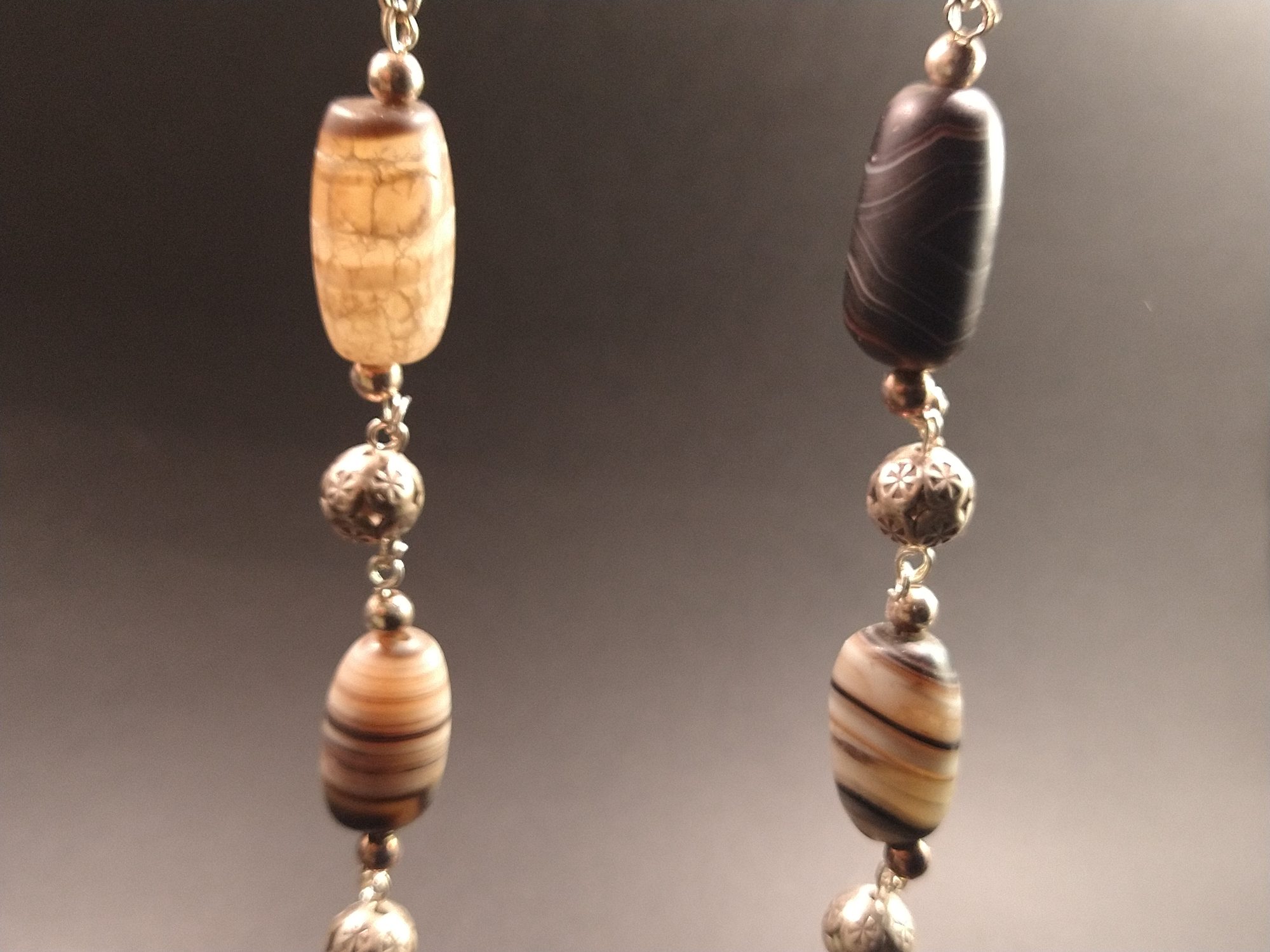 Antique banded agate necklace handmade with sterling silver – view 8
