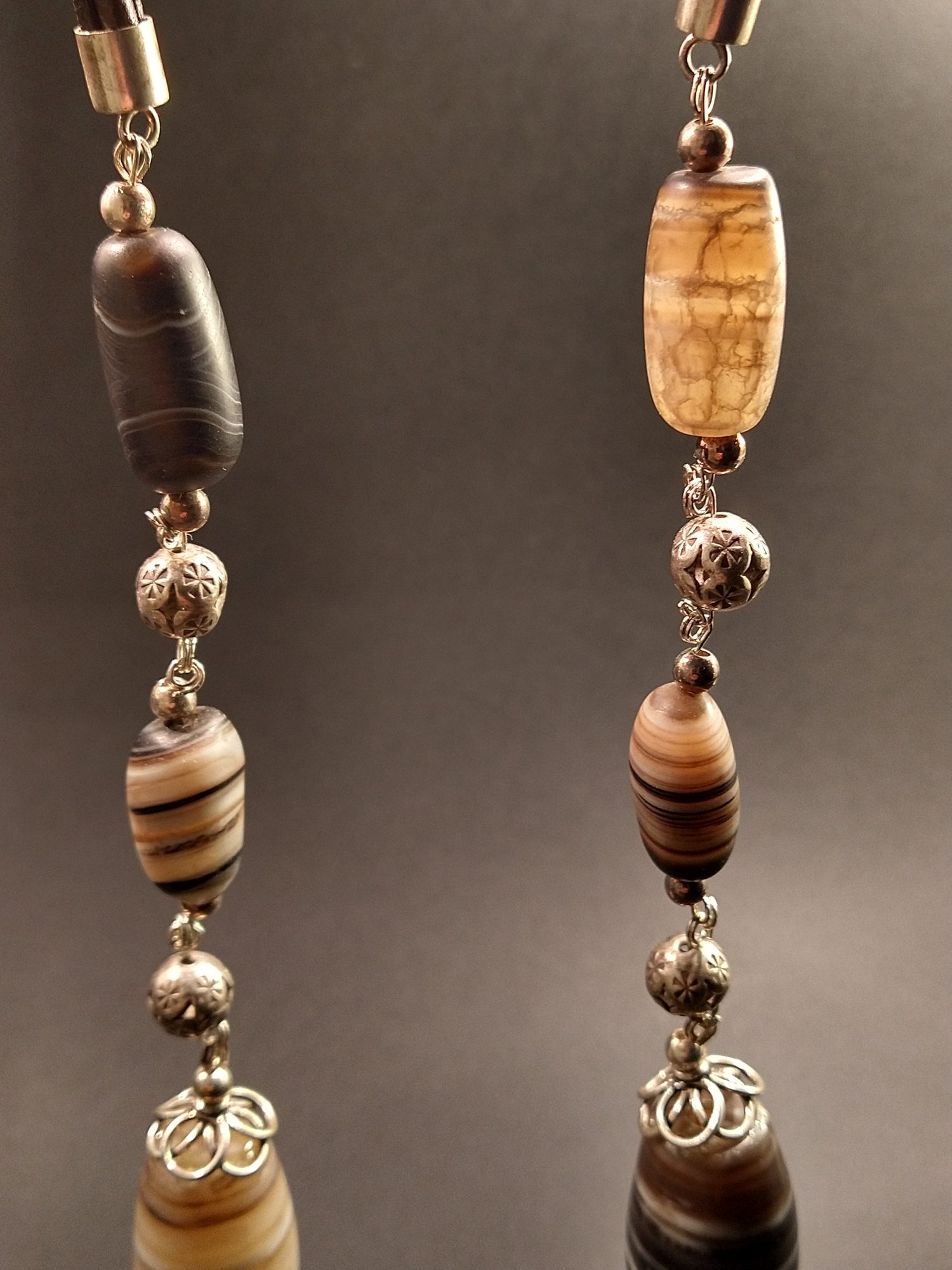 Antique banded agate necklace handmade with sterling silver – view 9