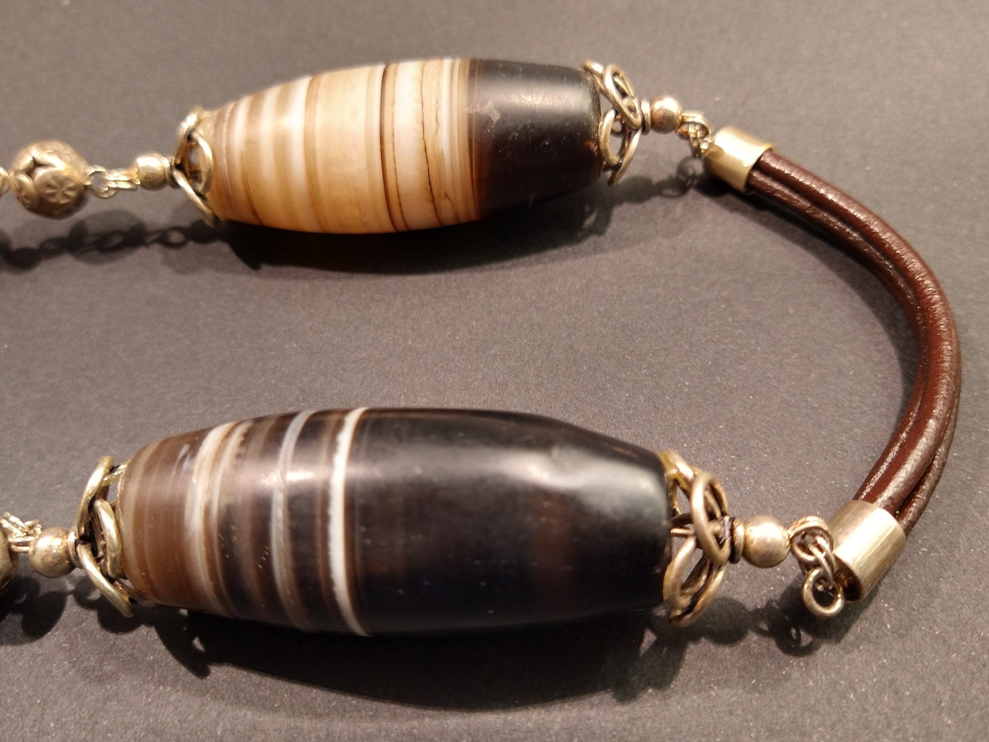 Antique banded agate necklace handmade with sterling silver – view 15