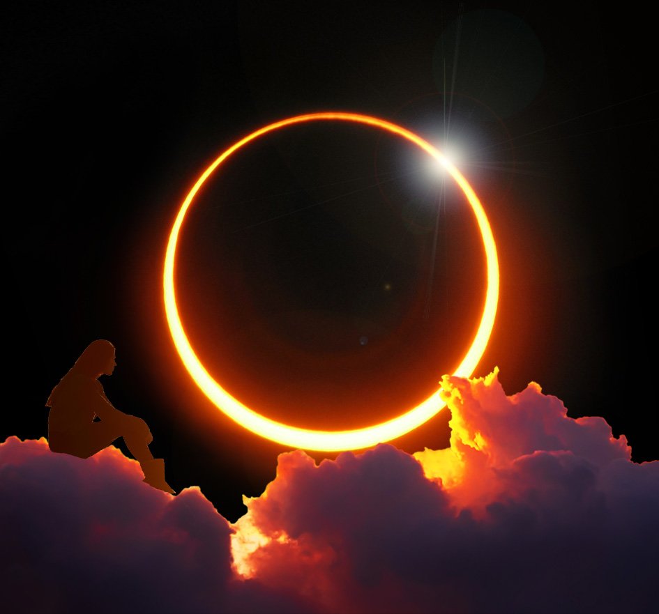 Golden eclipse over the clouds – EclipseShine