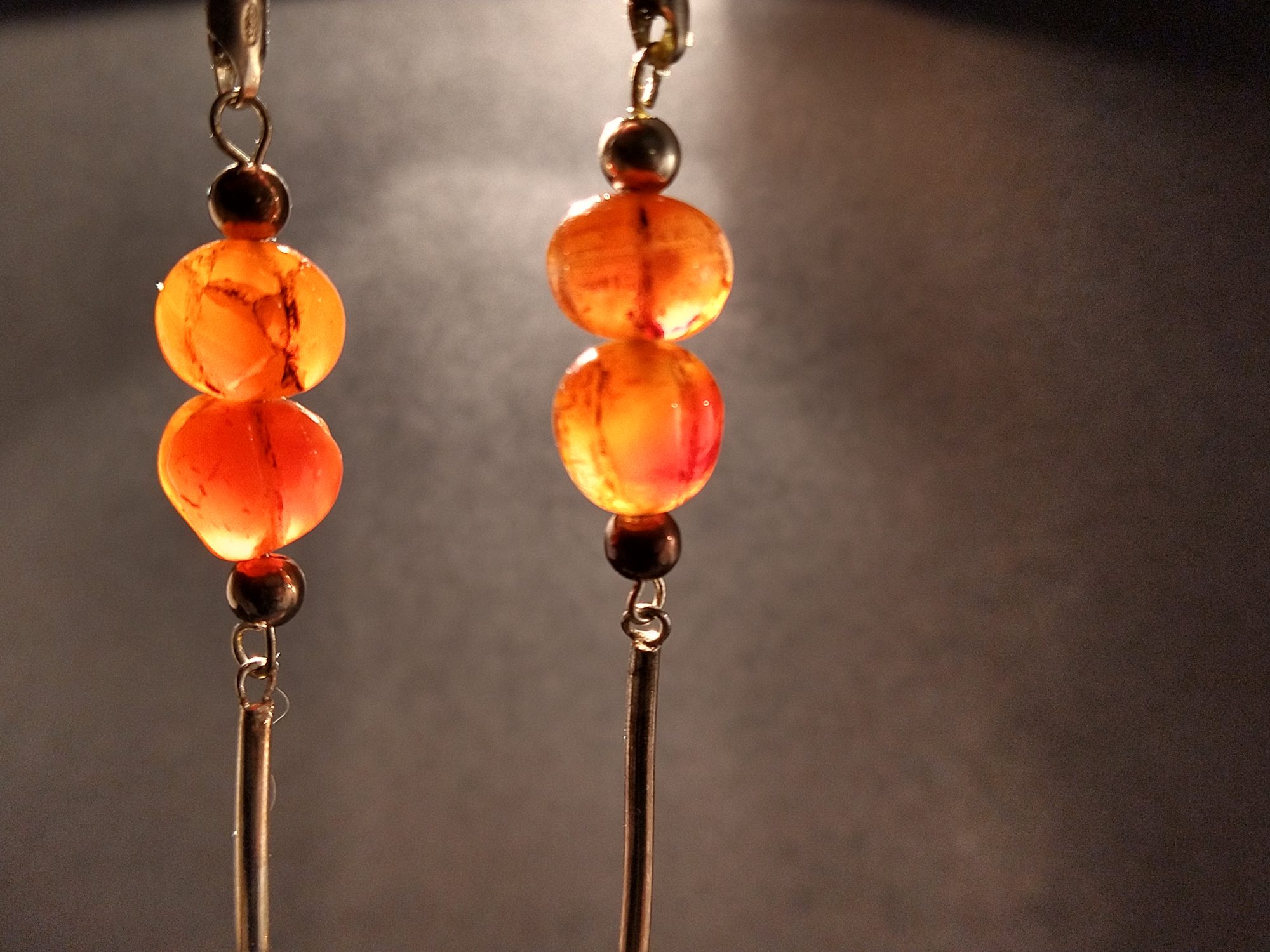 Long Suleiman agate and carnelian necklace handmade with sterling silver – view 4