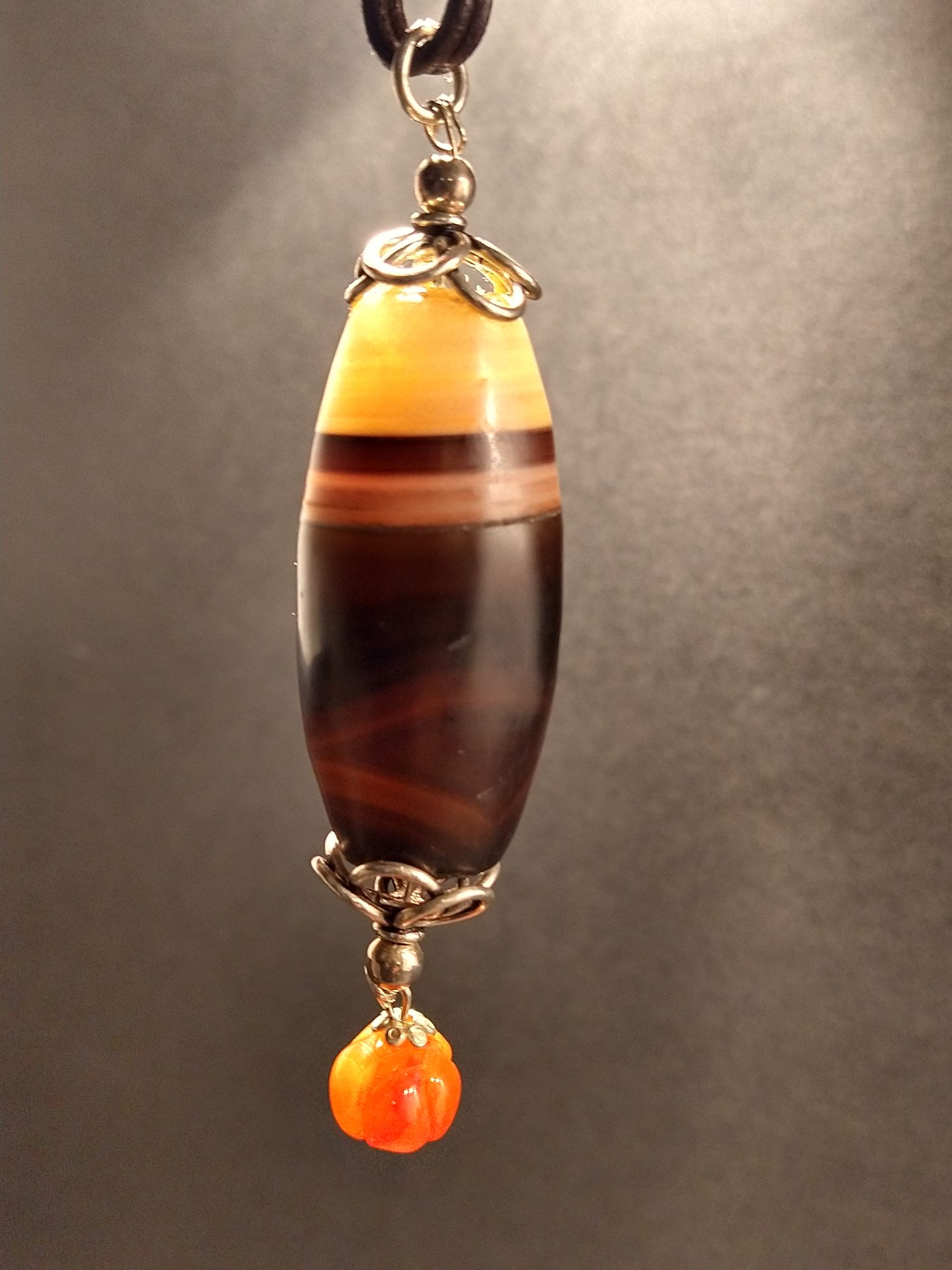 Long Suleiman agate and carnelian necklace handmade with sterling silver – view 8