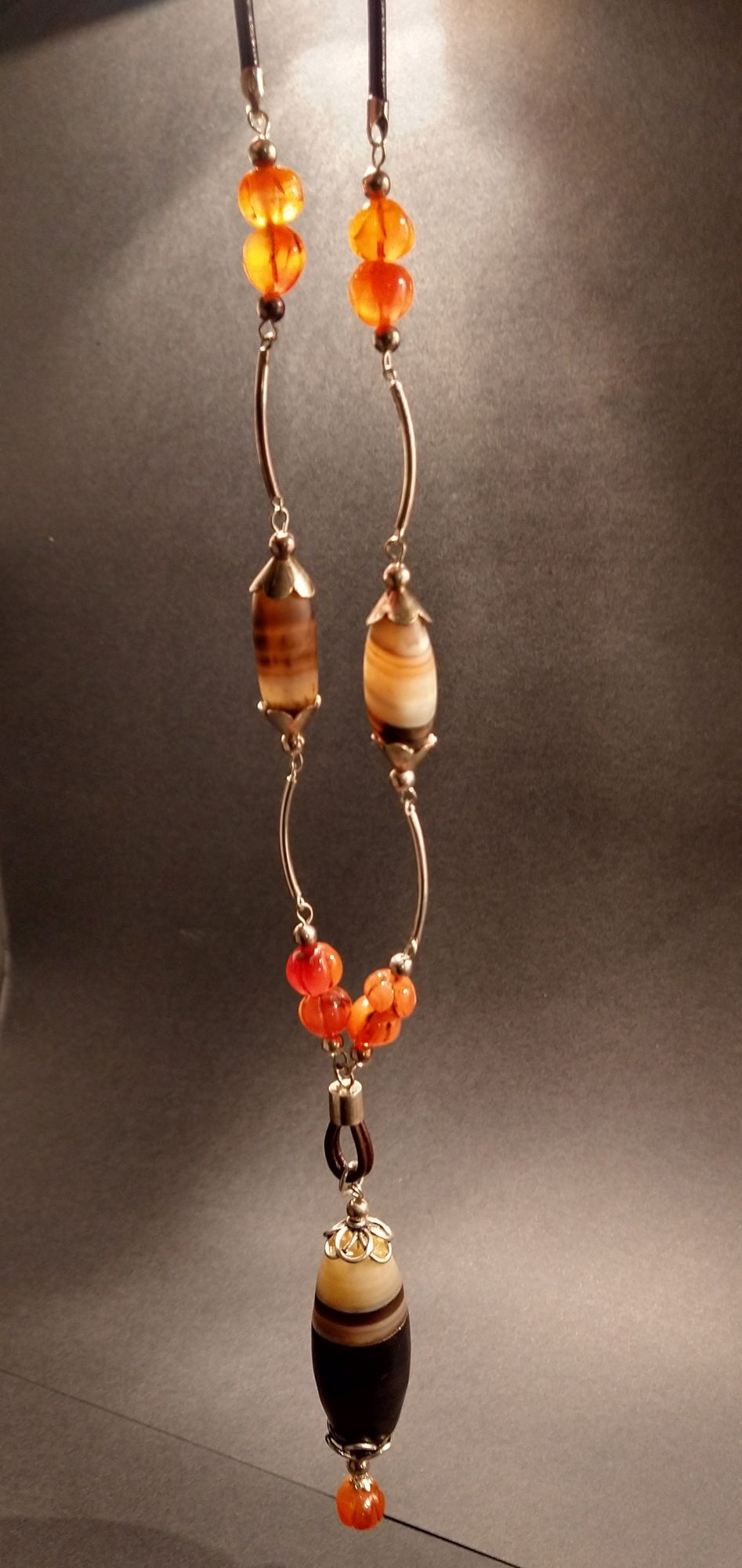 Long Suleiman agate and carnelian necklace handmade with sterling silver – view 9