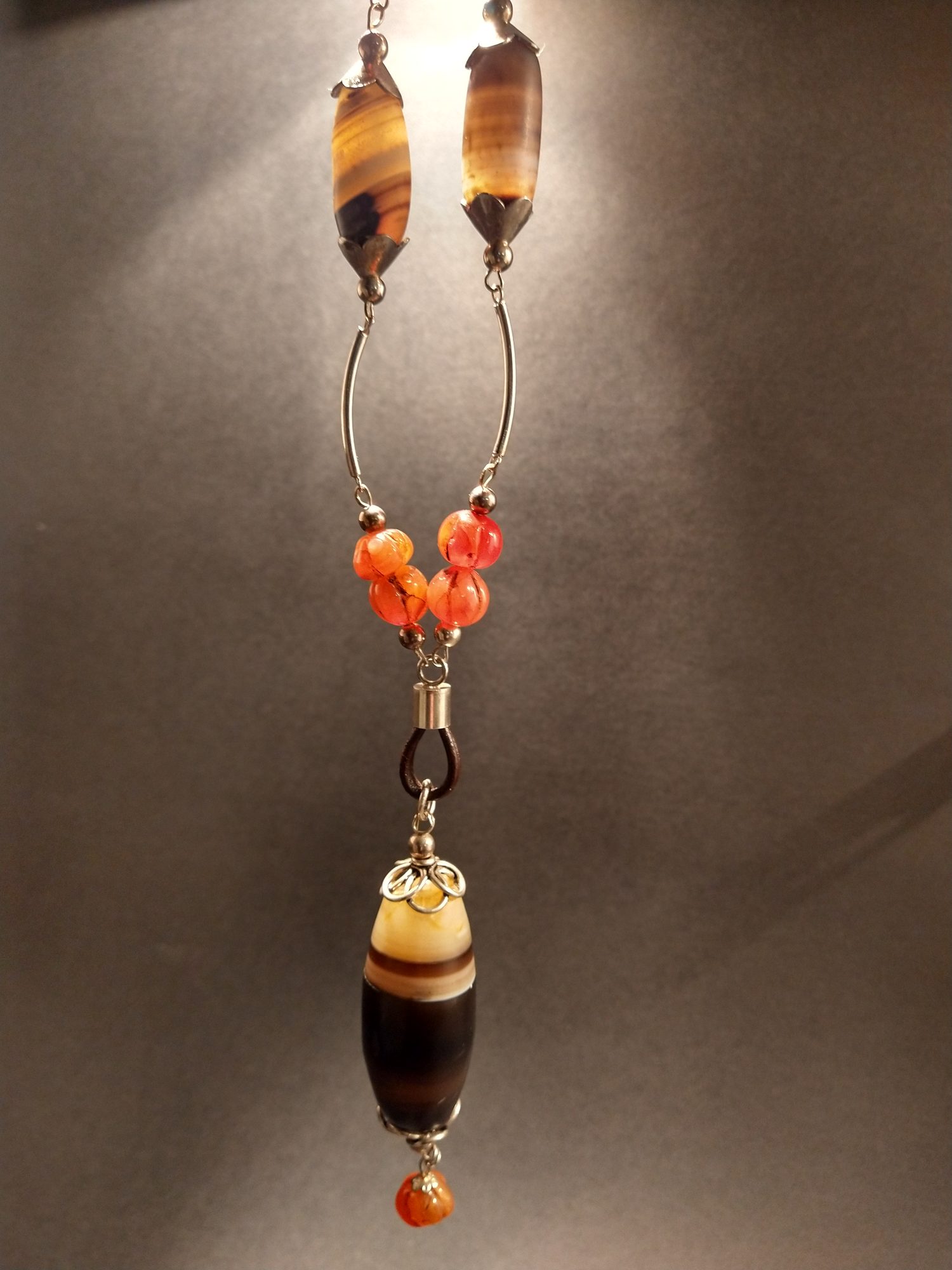 Long Suleiman agate and carnelian necklace handmade with sterling silver – view 19